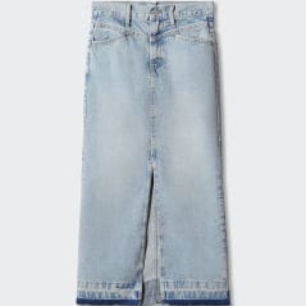 MNG Denim Long Skirt - Light Vintage Blue